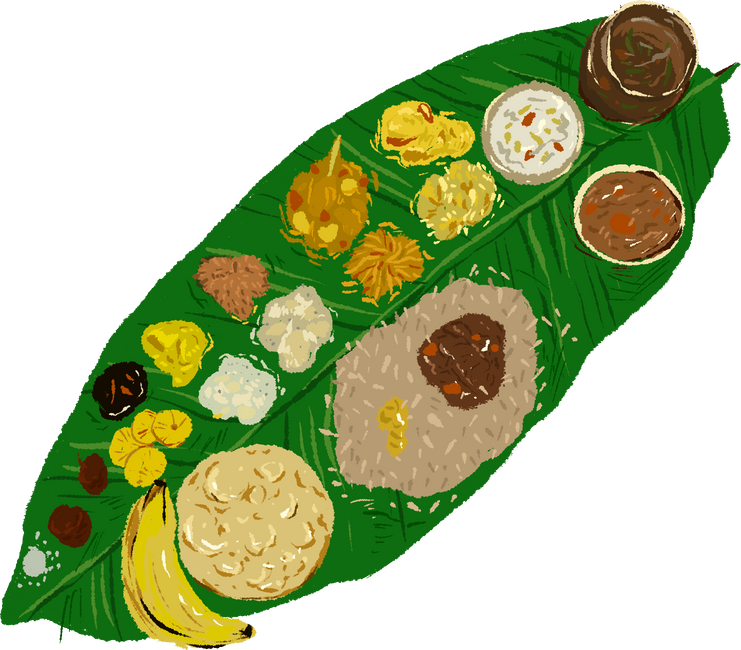 Detailed Storybook Indian Festival Sadya Feast